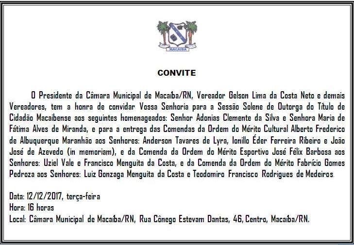 Leia mais sobre o artigo Convite: Câmara Municipal