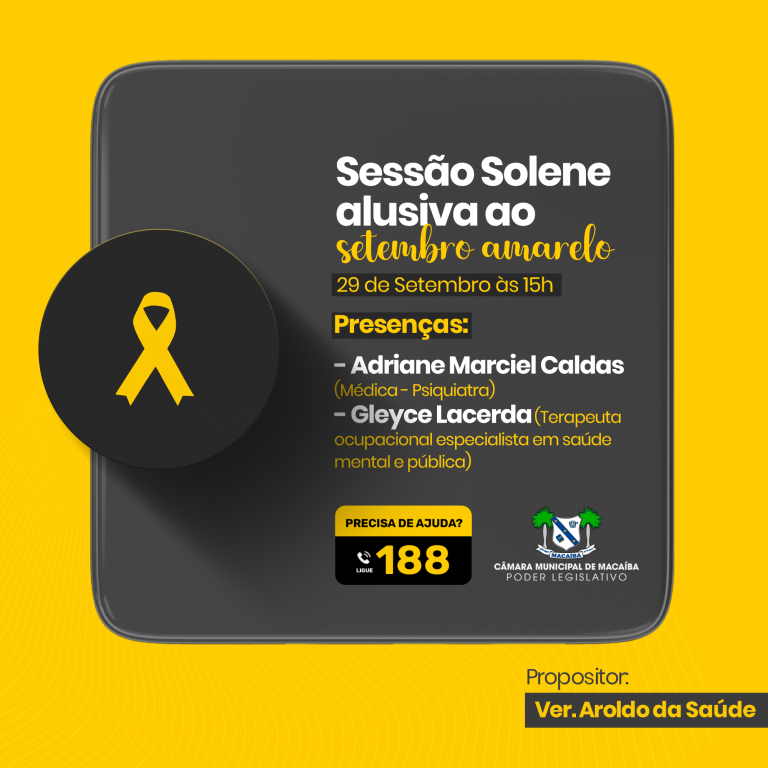 Leia mais sobre o artigo CONVITE – Sessão Solene alusiva ao Setembro Amarelo