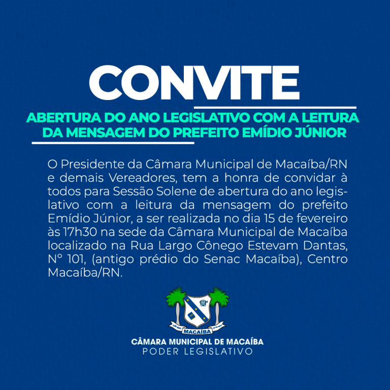 Leia mais sobre o artigo CONVITE – Abertura do Ano Legislativo