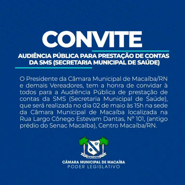 Leia mais sobre o artigo Convite – Audiência Pública para Prestação de Contas da SMS