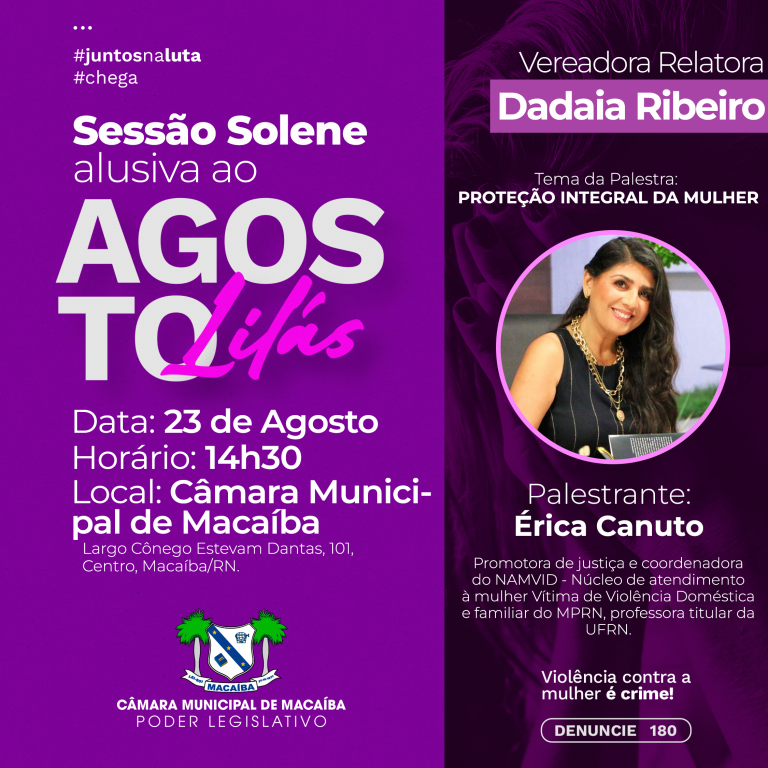 Leia mais sobre o artigo Sessão Solene alusiva ao Agosto Lilás