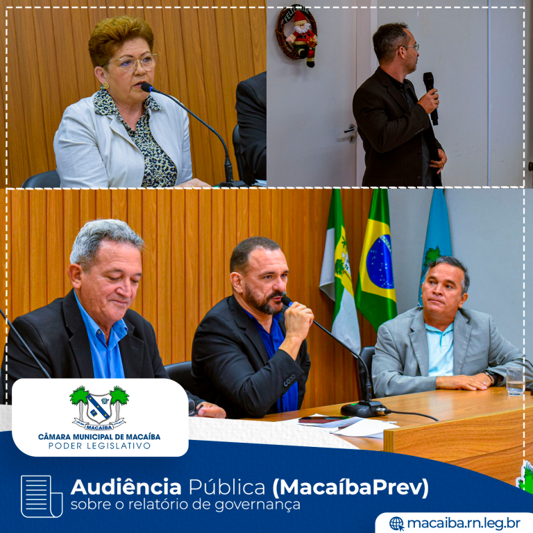 Leia mais sobre o artigo Audiência Pública (MacaíbaPrev) sobre o relatório de governança e a Audiência Pública para prestação de contas da Secretaria Municipal de Saúde (SMS)