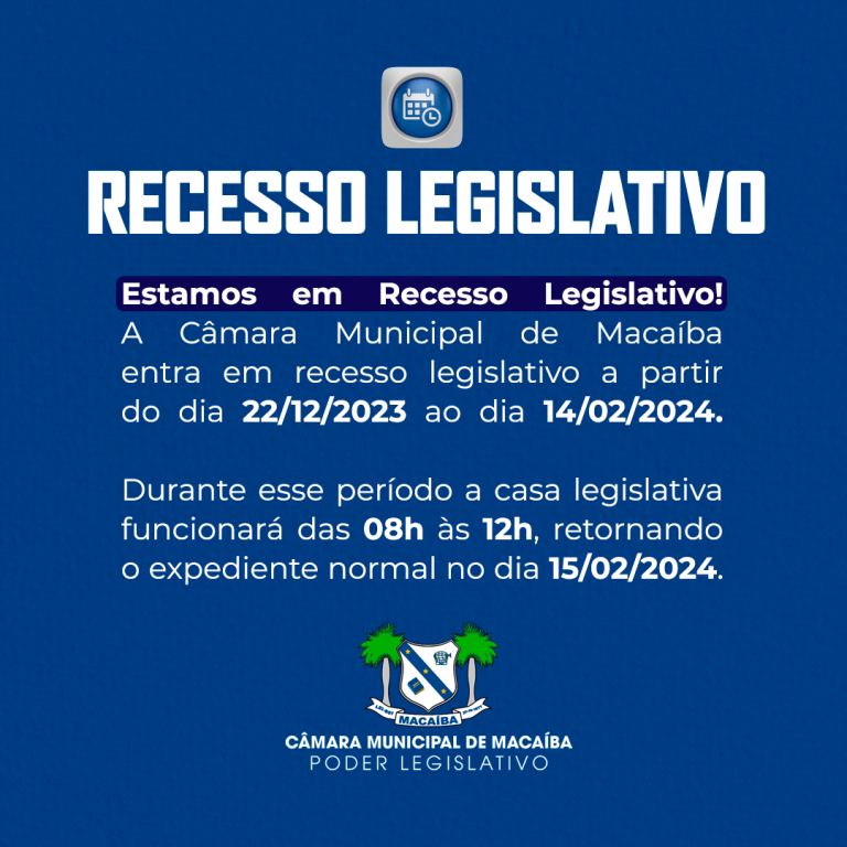 Leia mais sobre o artigo Recesso Legislativo!