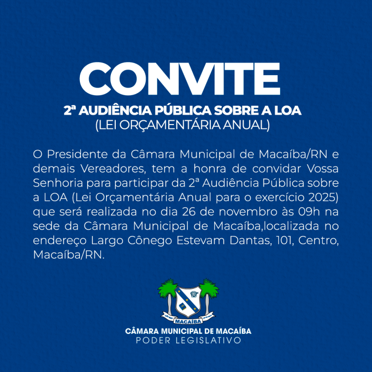Leia mais sobre o artigo Convite 2ª Audiência da LOA