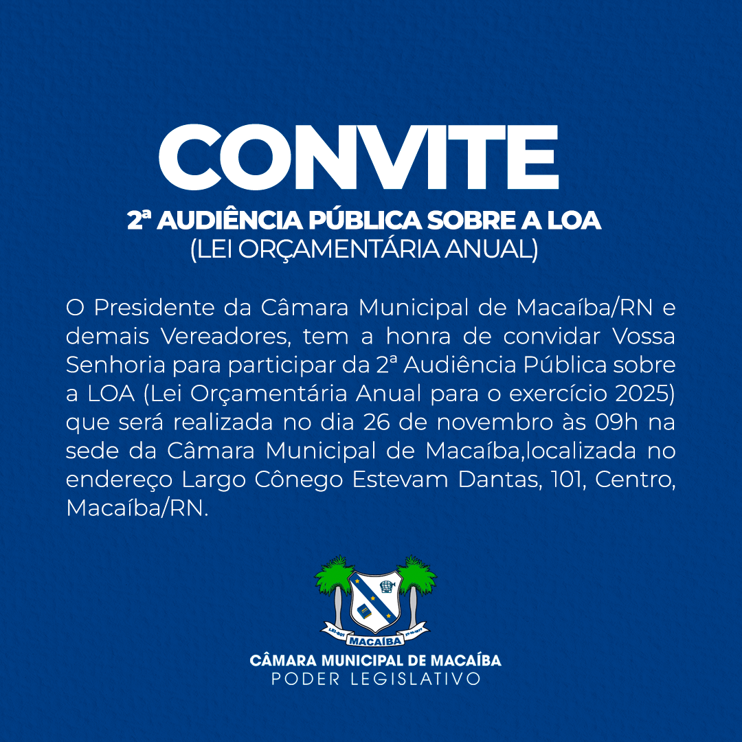 Leia mais sobre o artigo Convite 2ª Audiência da LOA