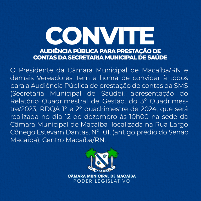 Leia mais sobre o artigo CONVITE – AUDIÊNCIA SMS