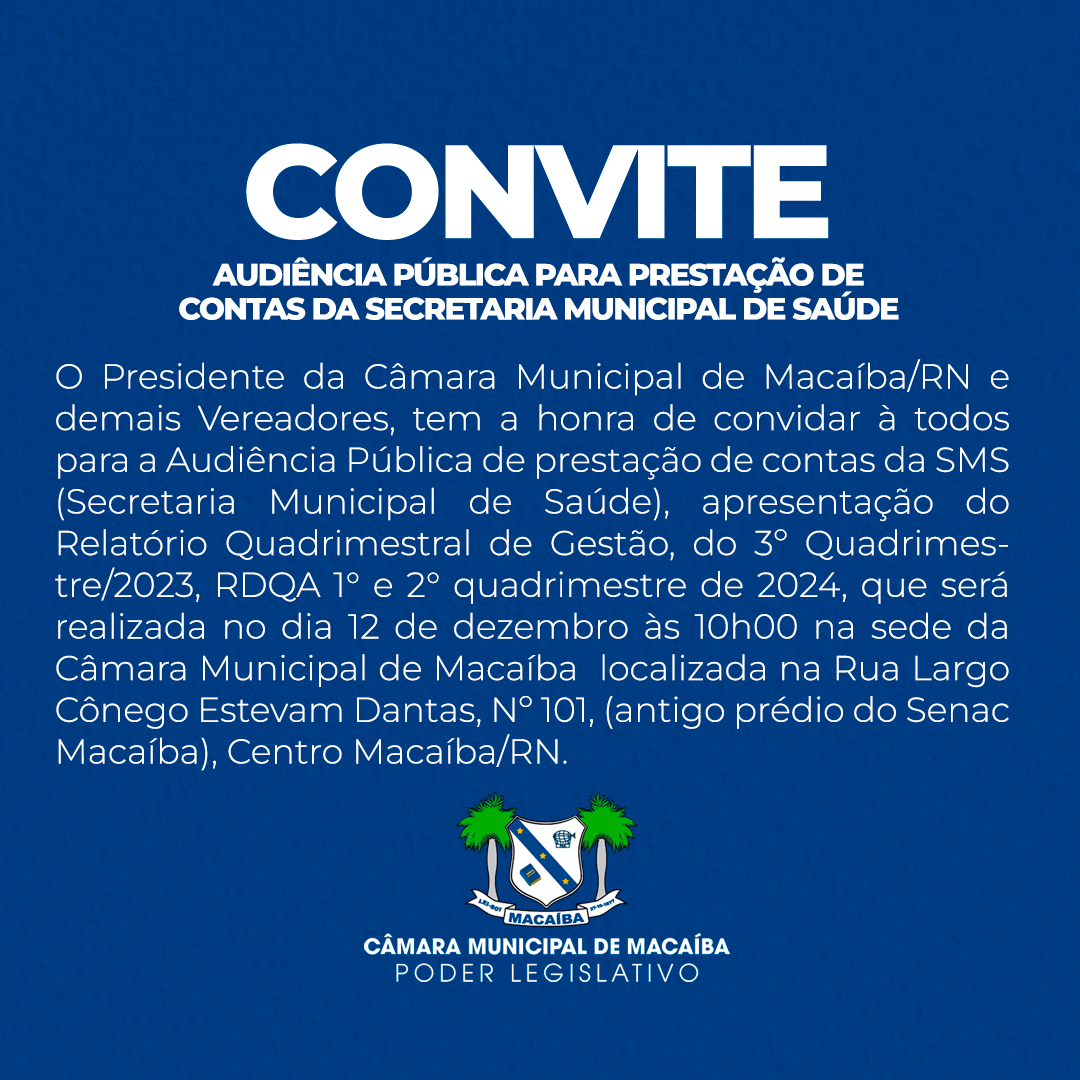 Leia mais sobre o artigo CONVITE – AUDIÊNCIA SMS