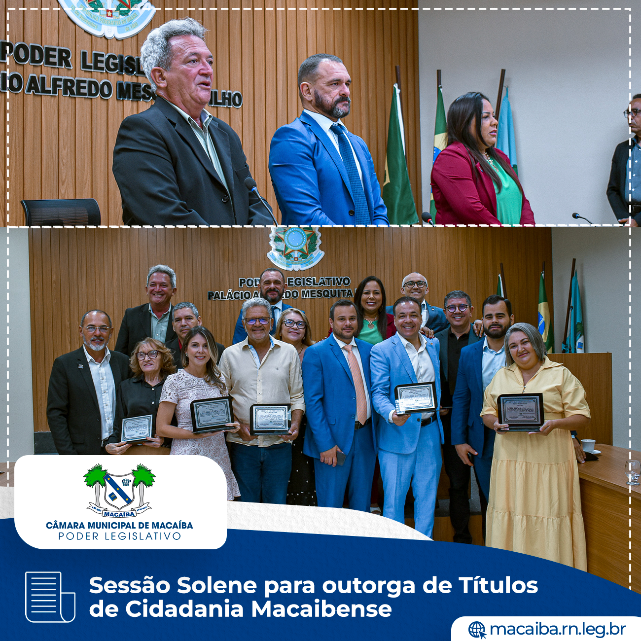 Leia mais sobre o artigo Sessão Solene para outorga de Títulos de Cidadania Macaibense e Comendas da ordem do mérito.